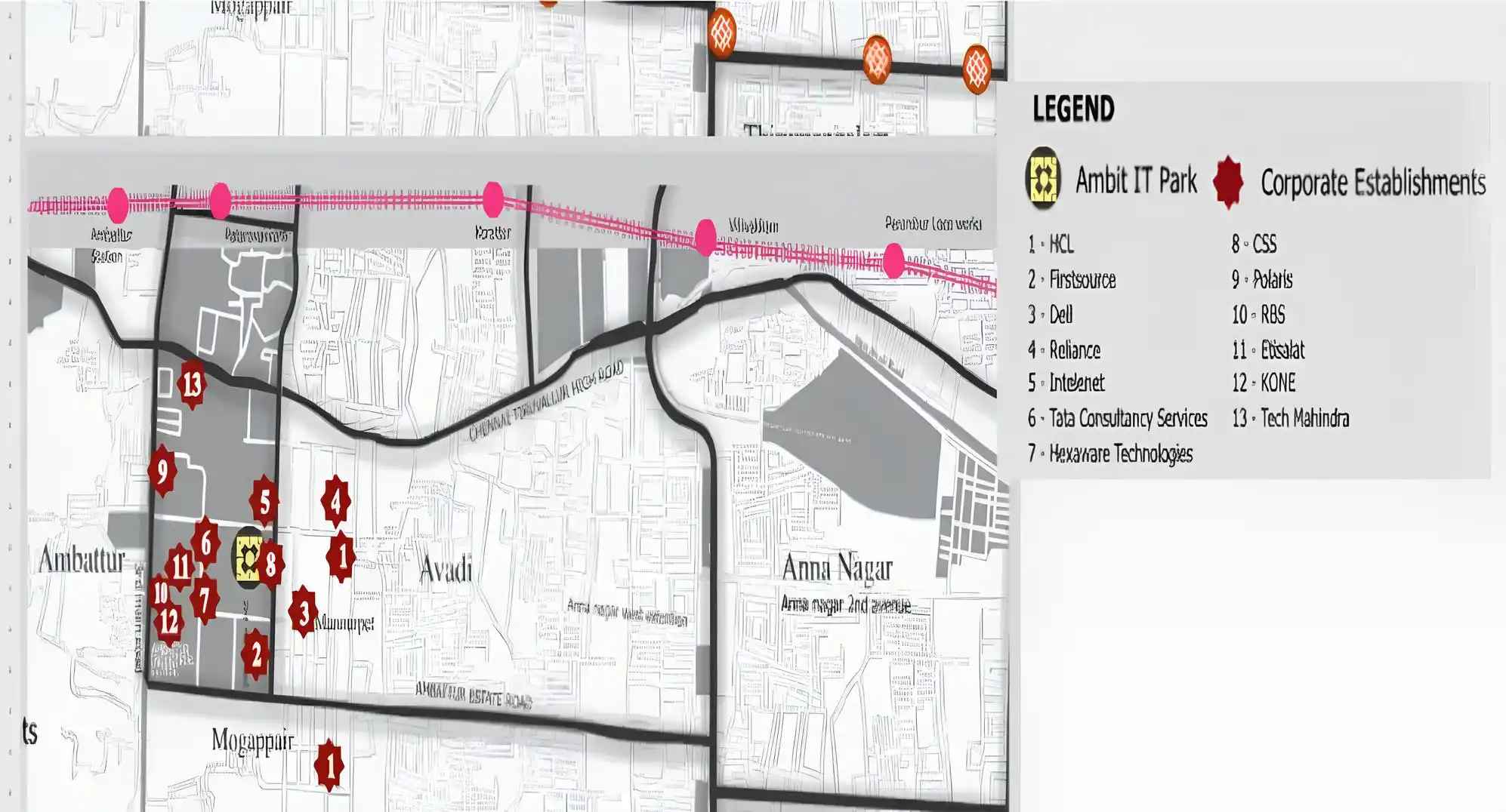 Ambattur Ambit IT Park Map