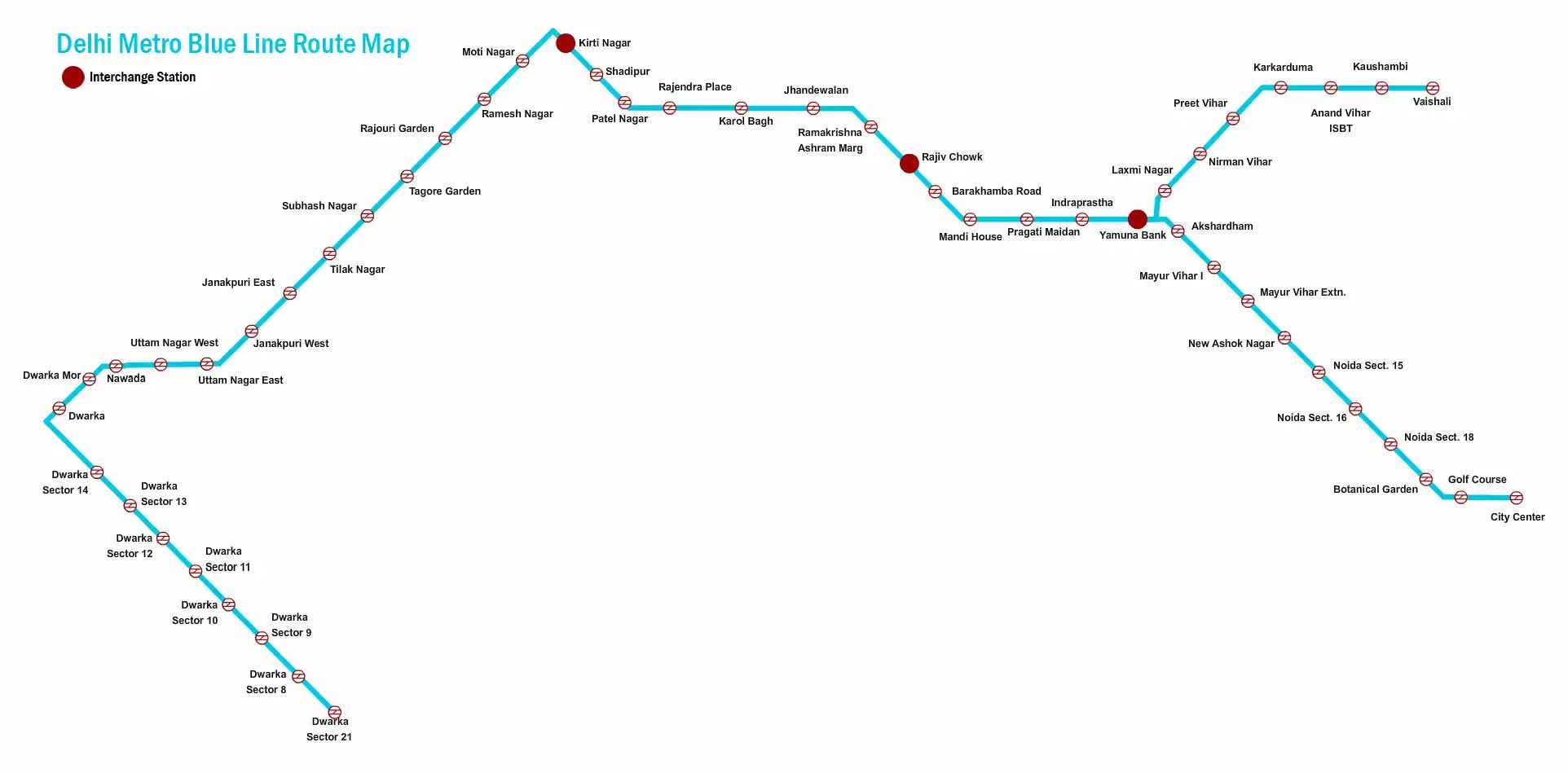 Delhi Metro Blue Line Route
