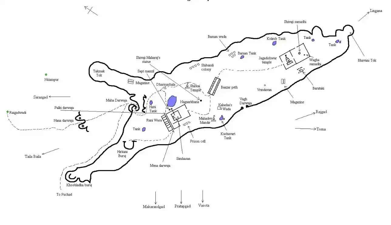 Raigad Fort Map