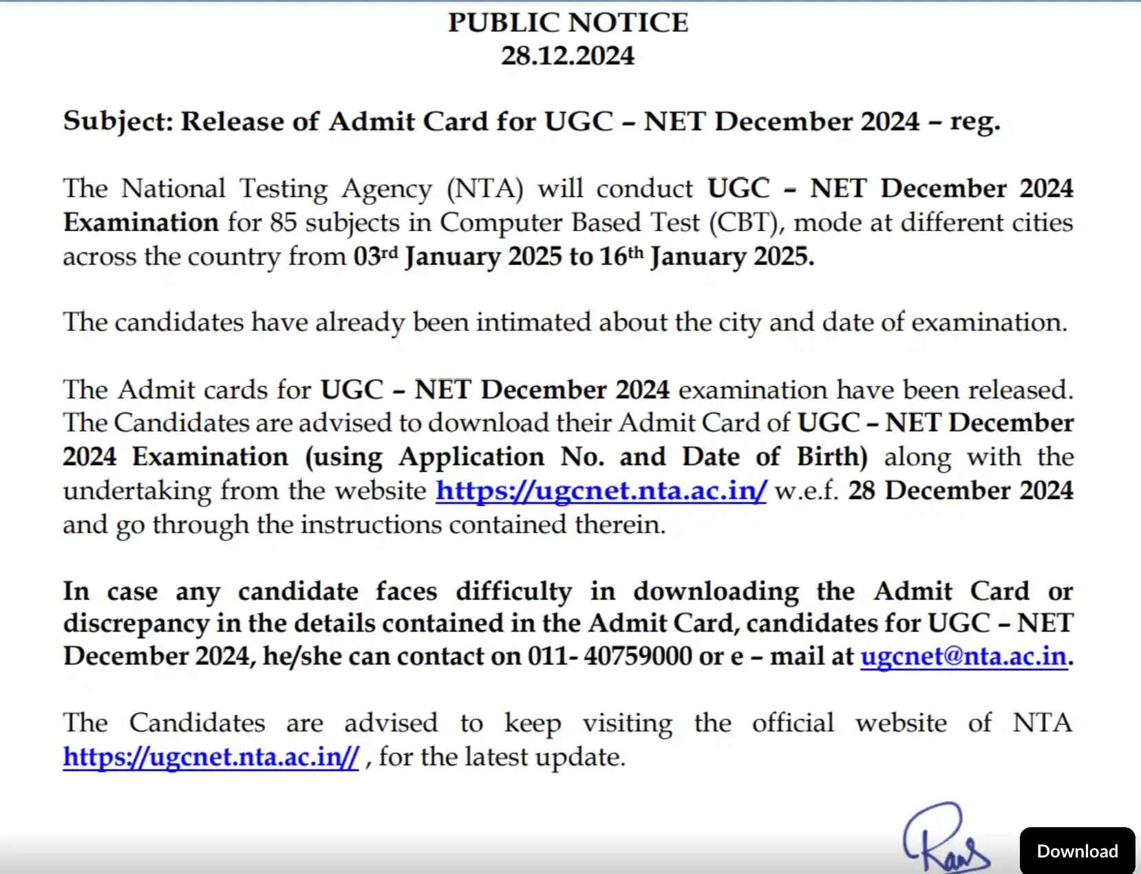 ugc-net-admit-card