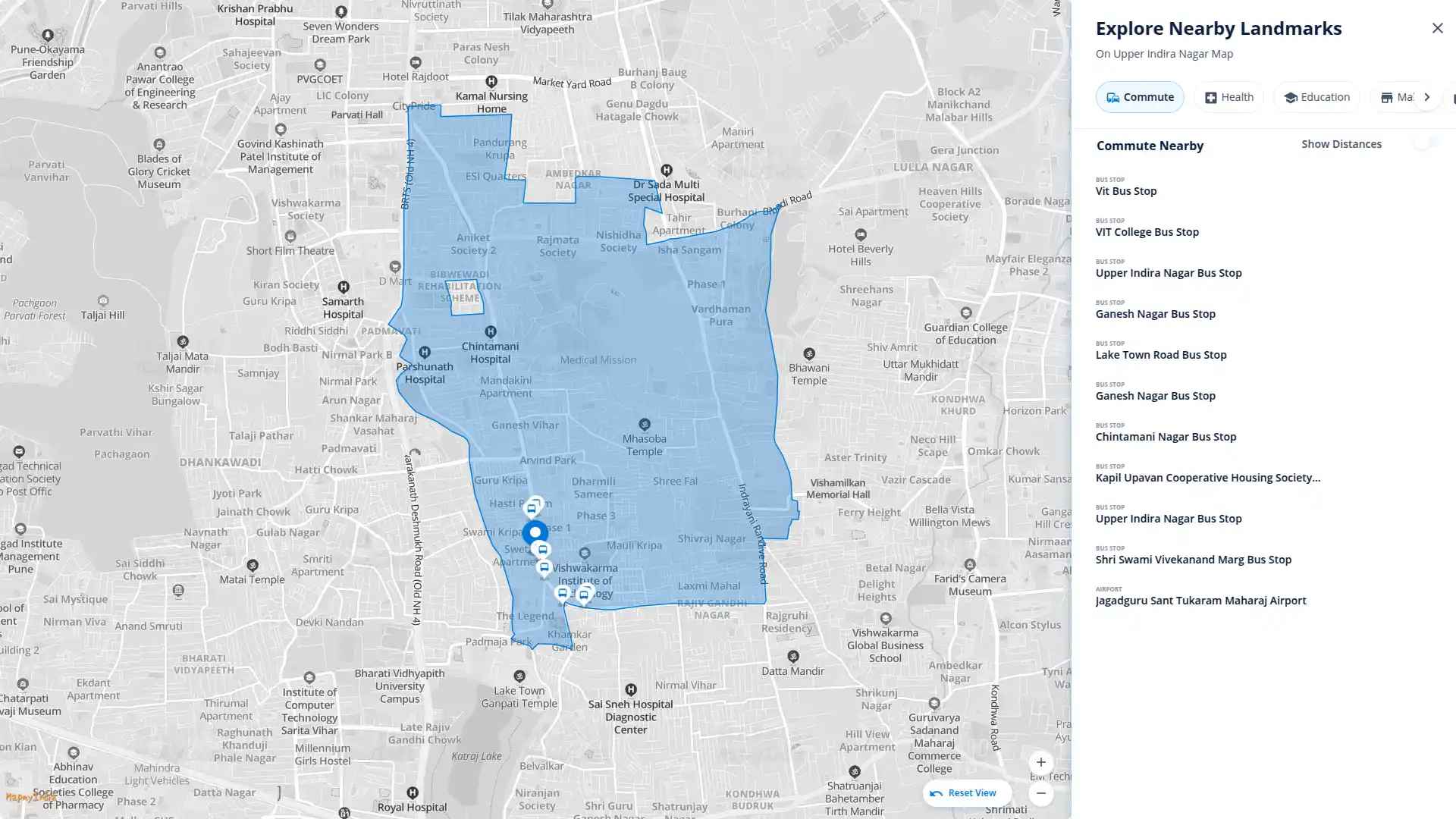 Map view of Upper Indira Nagar